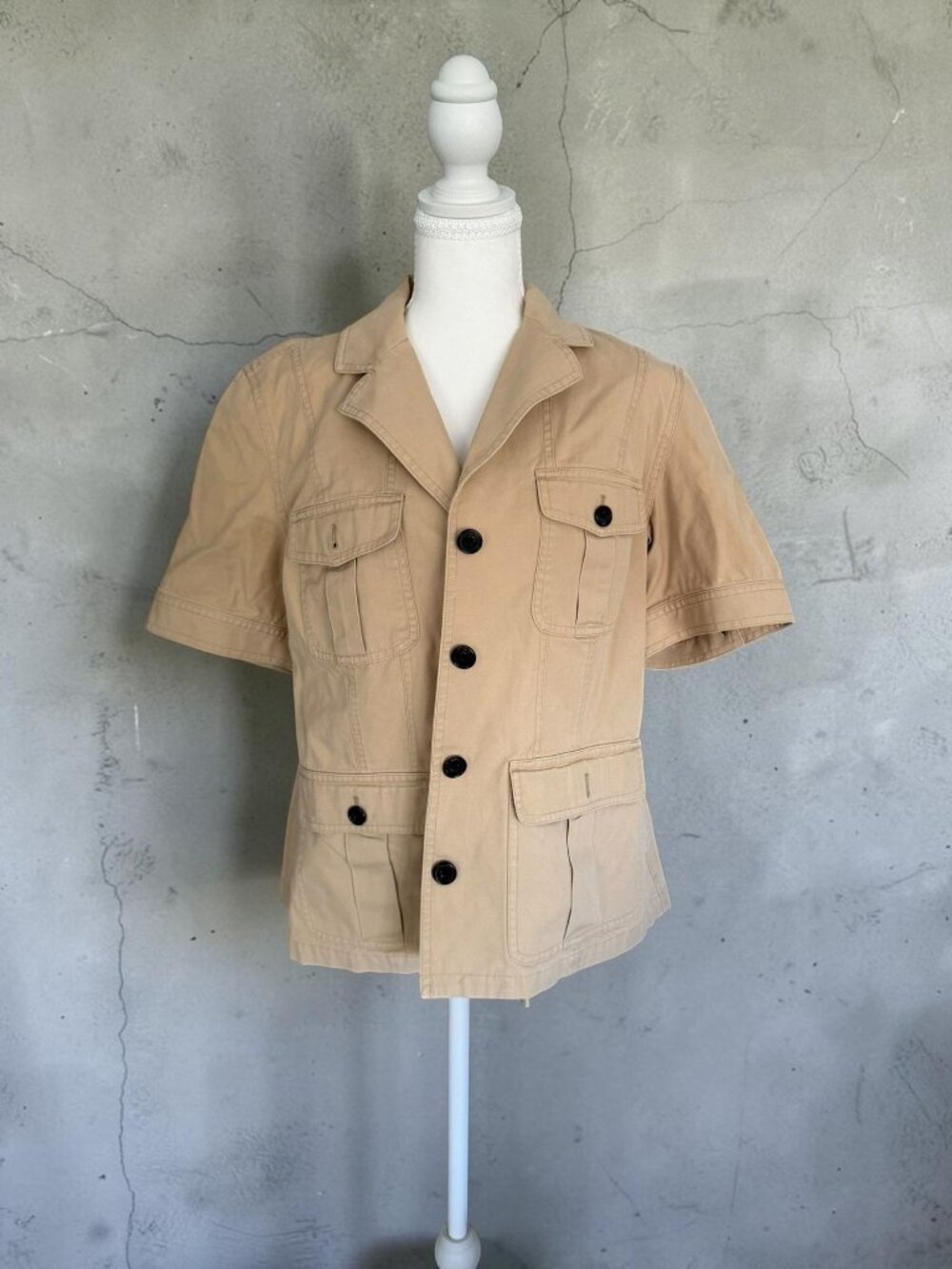 AMERICAN LIVING Beige Tan Short Sleeve Blazer Jacket Size XL